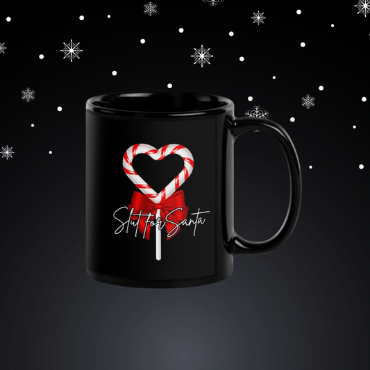 Slut For Santa - Black Glossy Mug